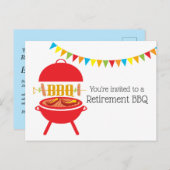 bbqリタイアメントパーティー，バーベキュー， bbqグリル，ようこそ インビテーションポストカード (正面/裏面)
