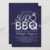 BBQリハーサルのディナー招待状ネイビー 招待状 (正面/裏面)
