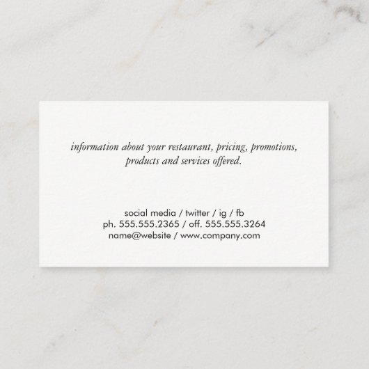 BBQレストラン/豚 名刺 (裏面)