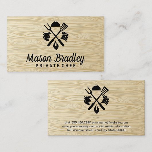 BBQロゴ |チキン |ビーフ |木目 名刺 (正面/裏面)