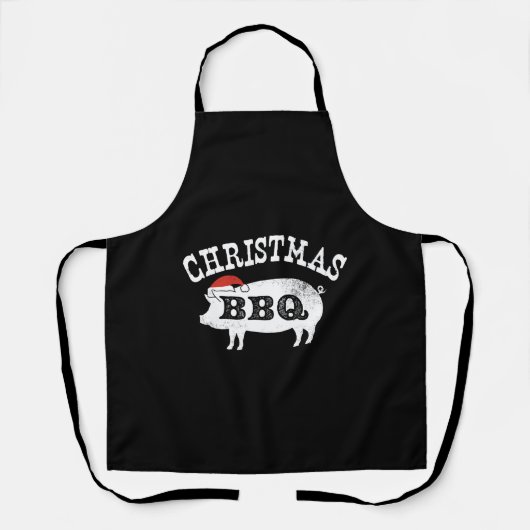 BBQヴィンテージ動揺してサンタハットポーク エプロン (正面)