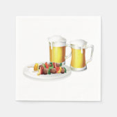 BBQ串焼きとビール夏クックアウト スタンダードカクテルナプキン (正面)