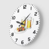 BBQ串焼きとビール夏クックアウト ラージ壁時計 (傾斜)