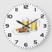 BBQ串焼きとビール夏クックアウト ラージ壁時計 (正面)
