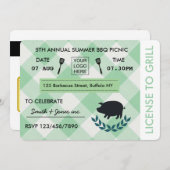 BBQ企業のバーベキューピクニックパーティの招待状 招待状 (正面/裏面)