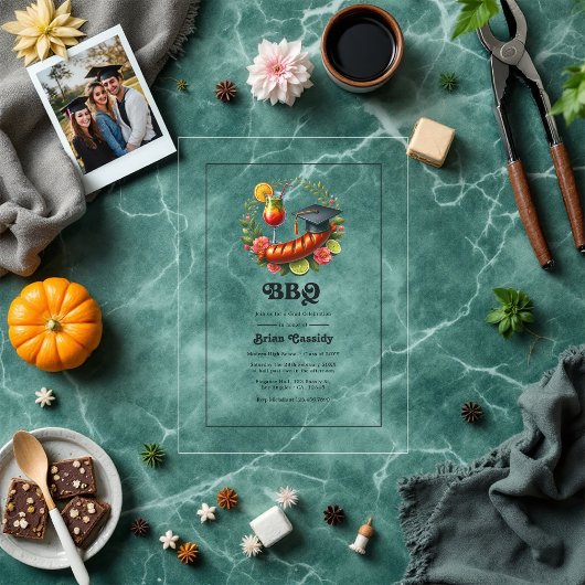 BBQ卒業お洒落パーティー アクリル招待状