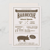 BBQ卒業パーティーまたは任意のお祝いパーティー 招待状 (正面/裏面)