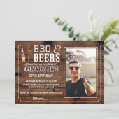 BBQ及びビール誕生会の写真の応援の木製の招待 招待状 (スタンド正面)