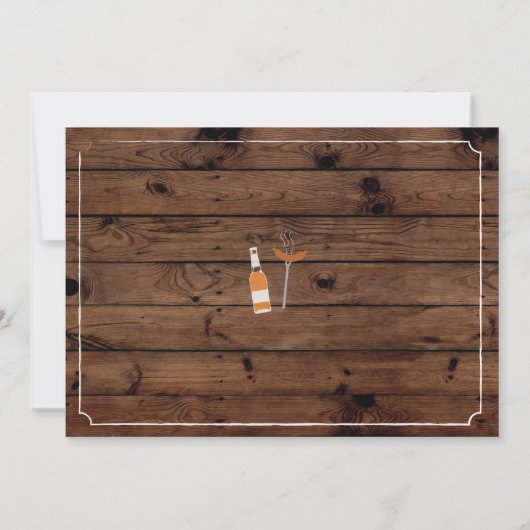 BBQ及びビール誕生会の写真の応援の木製の招待 招待状 (裏面)