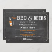 BBQ及びビール誕生会年齢のチョークの招待 招待状 (正面/裏面)