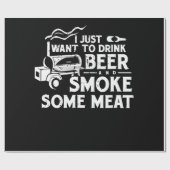 BBQ喫煙のピットマスター贈答用にビール煙肉を飲む ラッピングペーパー (フラット)