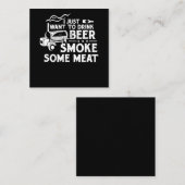 BBQ喫煙のピットマスター贈答、ビールの煙肉を飲む スクエア名刺 (正面/裏面)