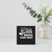 BBQ喫煙のピットマスター贈答、ビールの煙肉を飲む スクエア名刺 (スタンド正面)