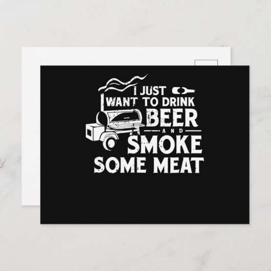 BBQ喫煙ピッツマスターギフトドリンクビールスモークミート シーズンポストカード (正面/裏面)