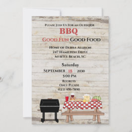 BBQ屋外素朴グリルピクニック 招待状
