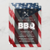 BBQ年次7月4日パーティー 招待状 (正面/裏面)