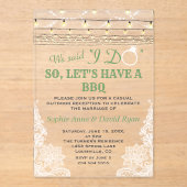 BBQ後のチャームレースのストリングライト アクリル招待状 (正面)