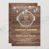 BBQ後の私の古い納屋の文字列ライトグリル 招待状 (正面/裏面)