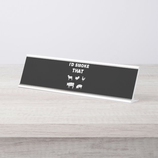 BBQ恋人|シェフがたばこを吸うBBQの贈り物を吸うID デスクネームプレート (正面)