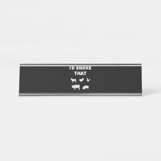 BBQ恋人|シェフがたばこを吸うBBQの贈り物を吸うID デスクネームプレート (正面)