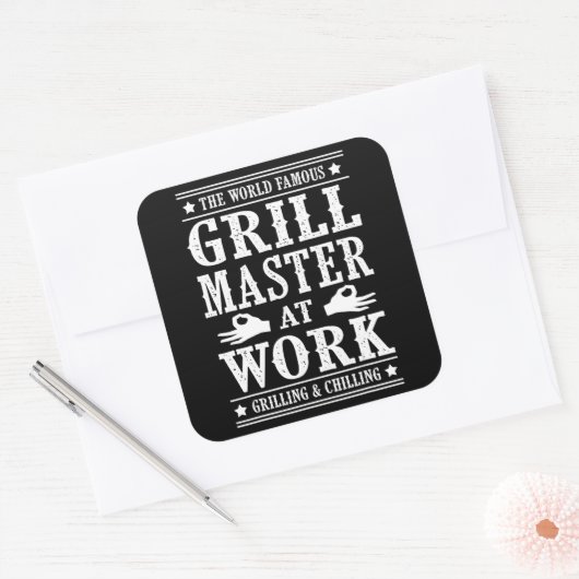 BBQ愛好家 |世界的に有名なグリルマスターの仕事 スクエアシール (封筒)
