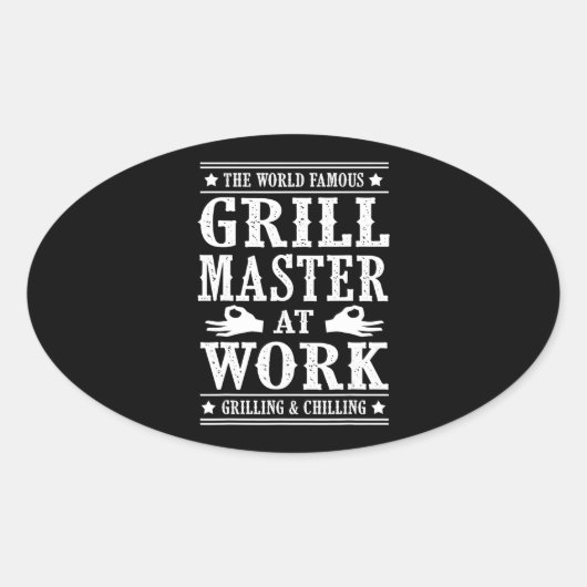 BBQ愛好家 |世界的に有名なグリルマスターの仕事 楕円形シール (正面)