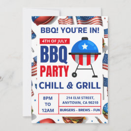 bbq招待カードファミリー懇親会4th of 7月 招待状
