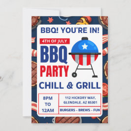 bbq招待カードファミリー懇親会4th of 7月 招待状