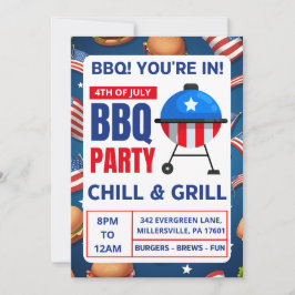 bbq招待カードファミリー懇親会4th of 7月 招待状