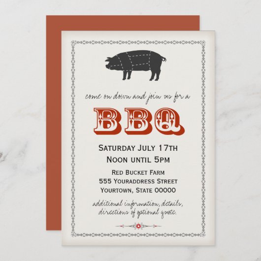 BBQ招待状 招待状 (正面/裏面)