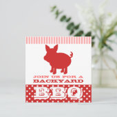 BBQ招待状-赤とピンクの豚 招待状 (スタンド正面)