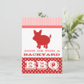 BBQ招待状-赤とピンクの豚 招待状 (スタンド正面)