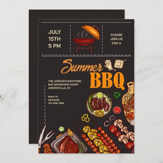 BBQ時間招待状 招待状 (正面/裏面)