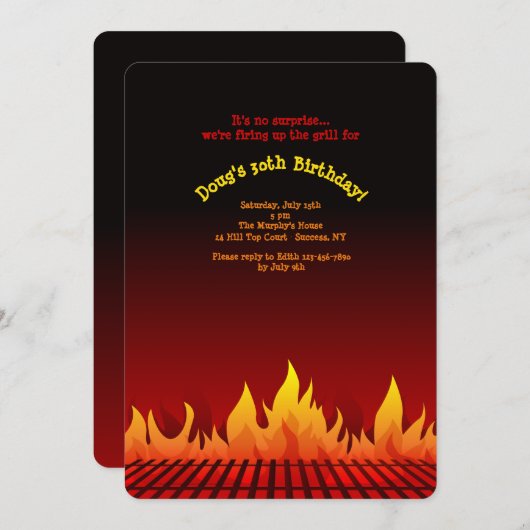 BBQ格子招待状 招待状 (正面/裏面)
