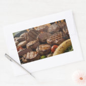 BBQ焼きステーキ 長方形シール (封筒)