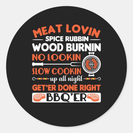 BBQ男性の夜を通して右ギフトを行う ラウンドシール (正面)