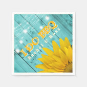 BBQ素朴ひまわりカップルのシャワー結婚を行う スタンダードカクテルナプキン (正面)