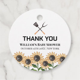 BBQ素朴ひまわりモダン赤ちゃんシャワー フェイバータグ