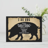 BBQ素朴カップルのシャワーを行うカントリーホッグ 招待状 (スタンド正面)