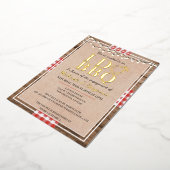 BBQ素朴婚約パーティカップルシャワー 箔招待状 (回転した状態)