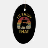 BBQ肉スモーカーが贈り物おもしろいをグリルする煙を吸う セラミックオーナメント (右)