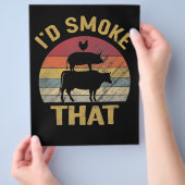 BBQ肉スモーカーが贈り物おもしろいをグリルする煙を吸う チラシ (手)