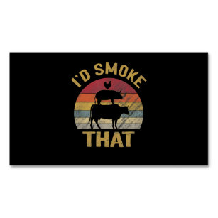 BBQ肉スモーカーが贈り物おもしろいをグリルする煙を吸う マグネット名刺
