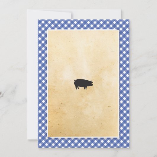 BBQ誕生日アニーエイジブルーウッ素朴ド招待状 招待状 (裏面)