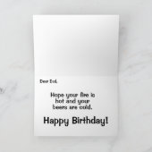 BBQ誕生日カード – ビールとBBQ – カスタマイズ可能 カード (内部)