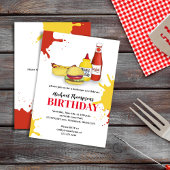 BBQ誕生日タイポグラフィサマークックアウト 招待状