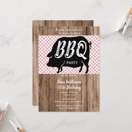 BBQ誕生日パーティーの招待 招待状 (正面/裏面インサイチュ)