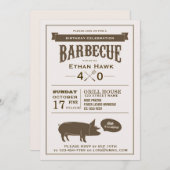 BBQ誕生日パーティーの招待 招待状 (正面/裏面)