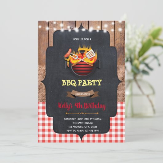 BBQ誕生日ベビーシャワーパーティの招待状 招待状 (スタンド正面)