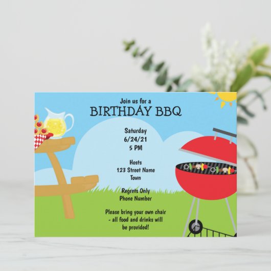 BBQ誕生日招待状 招待状 (スタンド正面)